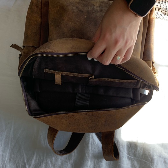 Genuine Buffalo Leather Backpack - Picture 3 of 4